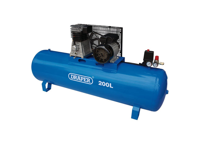 Draper Stationary Belt-Driven Air Compressor, 200L, 2.2kW 55313 Draper - Town Tools 