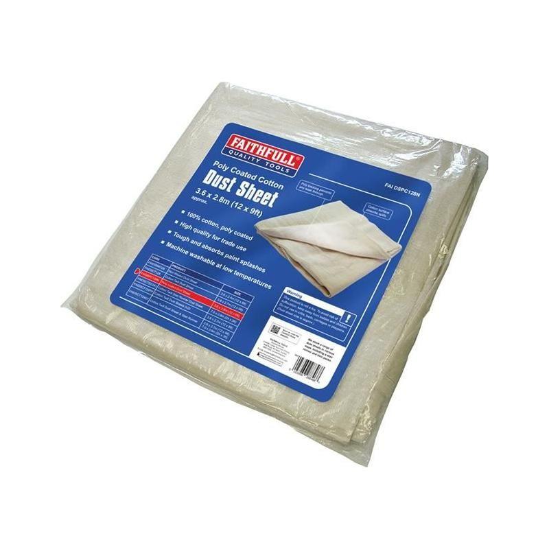 Faithfull Cotton Twill Polythene Backed Dust Sheet 3.6 x 2.8m Faithfull - RockBottom Northampton