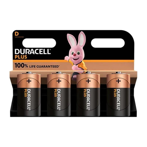 Duracell D Cell +100% Plus Power Batteries (Pack 4) Duracell - RockBottom Northampton