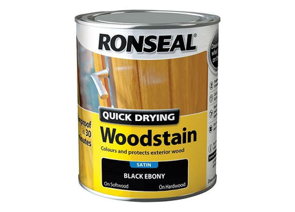 Ronseal Quick Drying Woodstain Satin Ebony 750ml Ronseal - RockBottom Nothampton