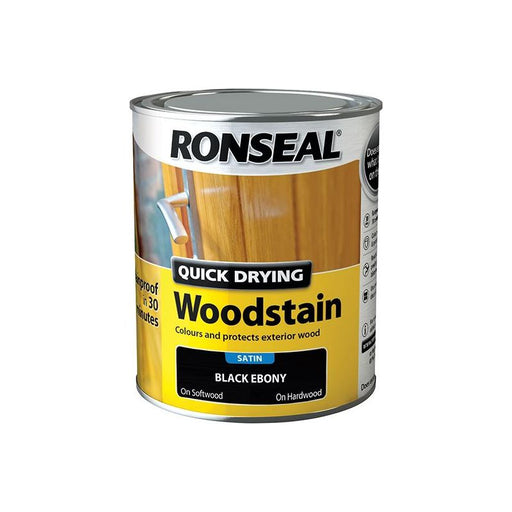Ronseal Quick Drying Woodstain Satin Ebony 750ml Ronseal - RockBottom Nothampton