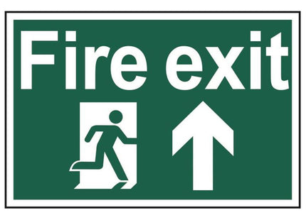 Scan Fire Exit Running Man Arrow Up - PVC Sign 300 x 200mm Scan - RockBottom Nothampton