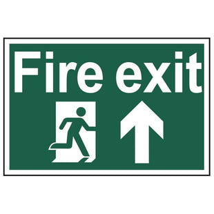 Scan Fire Exit Running Man Arrow Up - PVC Sign 300 x 200mm Scan - RockBottom Nothampton