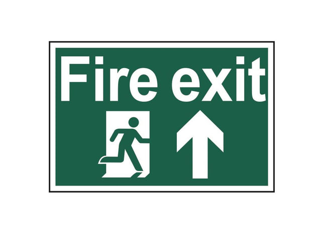 Scan Fire Exit Running Man Arrow Up - PVC Sign 300 x 200mm Scan - RockBottom Nothampton