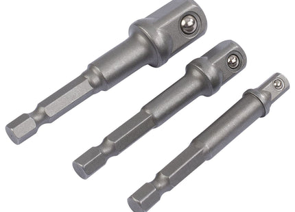 Draper Socket Adaptor Set, 1/4" Hex. x 1/4", 3/8" & 1/2" Sq. Dr. (3 Piece) 00005 Draper - Town Tools 