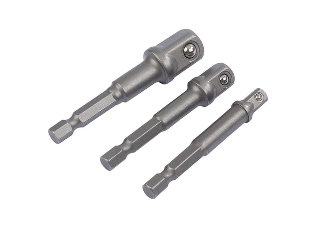 Draper Socket Adaptor Set, 1/4" Hex. x 1/4", 3/8" & 1/2" Sq. Dr. (3 Piece) 00005 Draper - Town Tools 