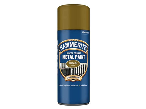Hammerite Direct to Rust Smooth Finish Aerosol Gold 400ml Hammerite - RockBottom Northampton