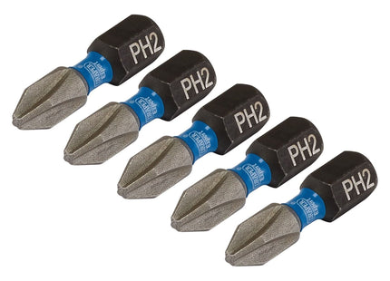 Draper Expert Cross Slot/PH Type Impact Screwdriver Bits, No.2 x 25mm, 1/4" Hex Draper - Town Tools 