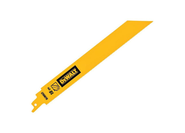 Dewalt Power Tools Bi-Metal 1in High Metal Reciprocating Blade 228mm x 18 TPI (Pack 5) DeWALT Power Tools - RockBottom Northampton
