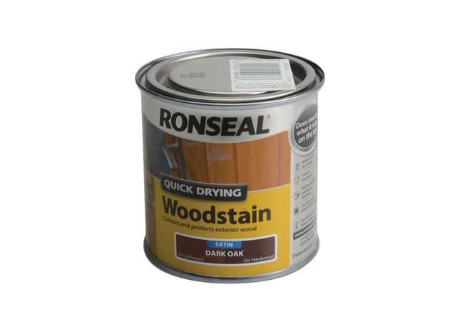 Ronseal Quick Drying Woodstain Satin Dark Oak 250ml Ronseal - RockBottom Nothampton