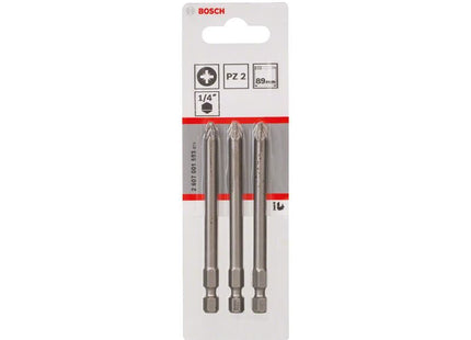 Bosch Powertool Accessories Extra Hard Screwdriver Bit PZ2 x 89mm Pack of 3 Bosch Powertool Accessories - RockBottom Northampton
