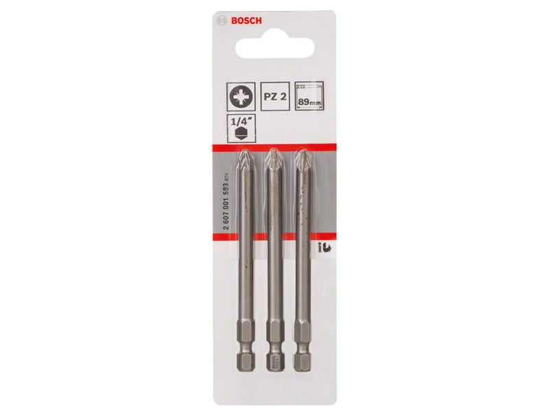 Bosch Powertool Accessories Extra Hard Screwdriver Bit PZ2 x 89mm Pack of 3 Bosch Powertool Accessories - RockBottom Northampton