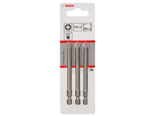 Bosch Powertool Accessories Extra Hard Screwdriver Bit PZ2 x 89mm Pack of 3 Bosch Powertool Accessories - RockBottom Northampton