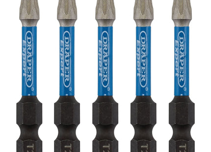 Draper Expert TX-STAR Impact Screwdriver Bits, T25 x 50mm, 1/4" Hex (Pack of 5) Draper - Town Tools 