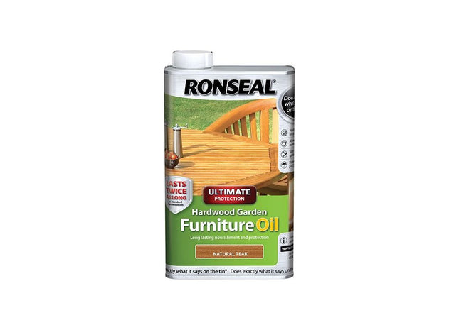 Ronseal Ultimate Protection Hardwood Garden Furniture Oil Natural Teak 1 litre Ronseal - RockBottom Nothampton