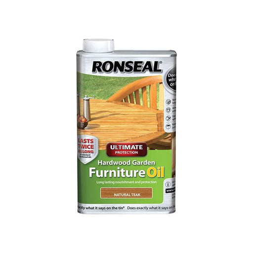Ronseal Ultimate Protection Hardwood Garden Furniture Oil Natural Teak 1 litre Ronseal - RockBottom Nothampton