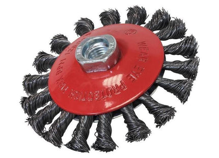 Faithfull Conical Wire Brush 100mm M10x1.5 Bore, 0.50mm Wire Faithfull - RockBottom Northampton