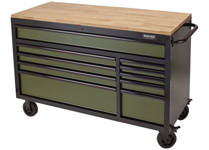 Draper BUNKER Workbench Roller Tool Cabinet, 10 Drawer, 56", Green 08236 Draper - Town Tools 