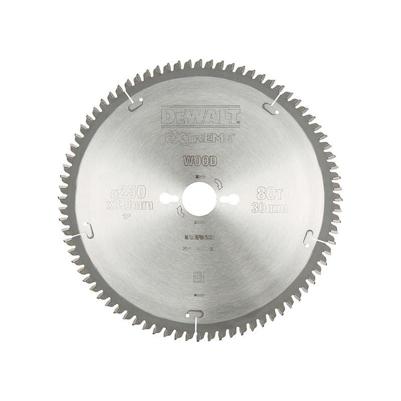 Dewalt Power Tools Series 40 Circular Saw Blade 250 x 30mm x 80T TCG/Neg DeWALT Power Tools - RockBottom Northampton