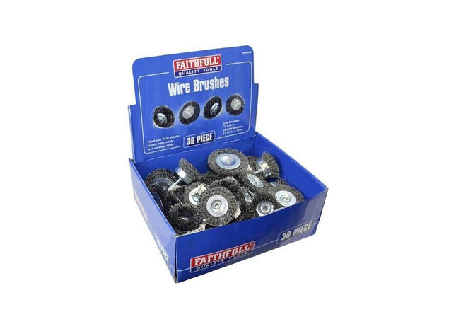 Faithfull Wire Brush Assortment 36 Piece Faithfull - RockBottom Northampton
