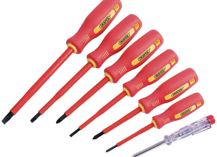 Draper Fully Insulated Screwdriver Set with Mains Tester (7 Piece) 46540 Draper - Town Tools 