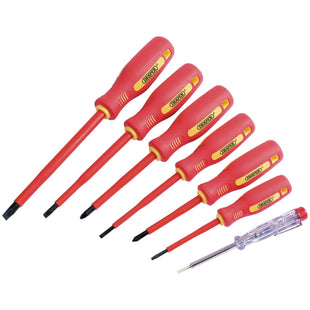 Draper Fully Insulated Screwdriver Set with Mains Tester (7 Piece) 46540 Draper - Town Tools 