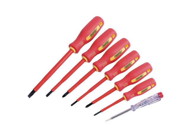 Draper Fully Insulated Screwdriver Set with Mains Tester (7 Piece) 46540 Draper - Town Tools 