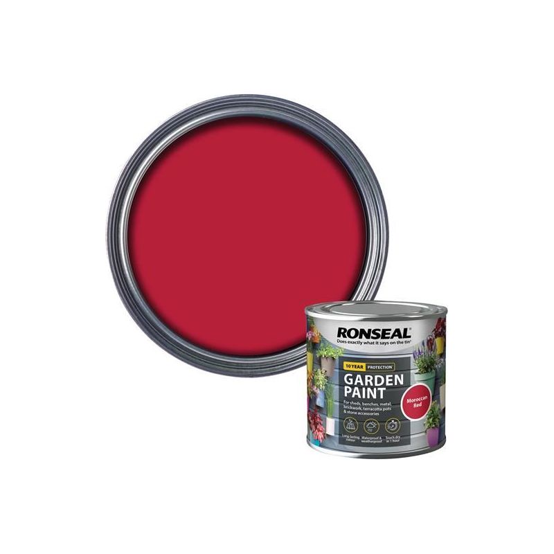 Ronseal Garden Paint Moroccan Red 250ml Ronseal - RockBottom Nothampton