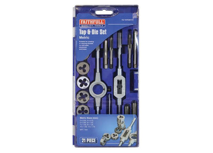 Faithfull Metric Tap & Die Set of 21 Carbon Steel Faithfull - RockBottom Northampton