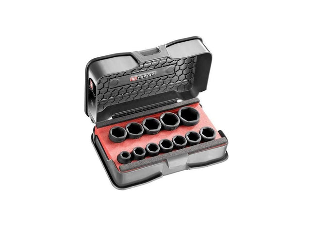 Facom 6-Point Stubby Impact Socket Set 1/2in SQDR, 12 Piece Facom - RockBottom Northampton