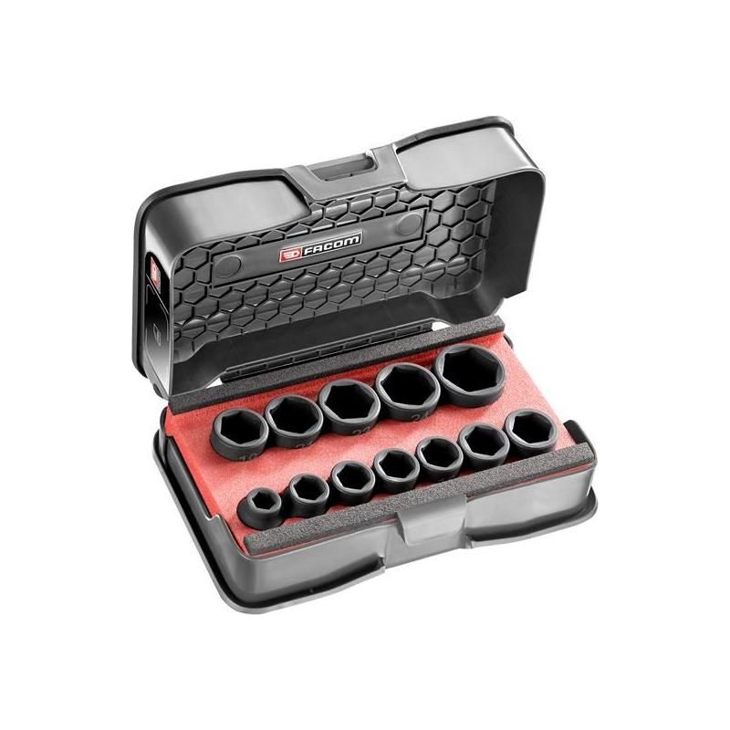 Facom 6-Point Stubby Impact Socket Set 1/2in SQDR, 12 Piece Facom - RockBottom Northampton