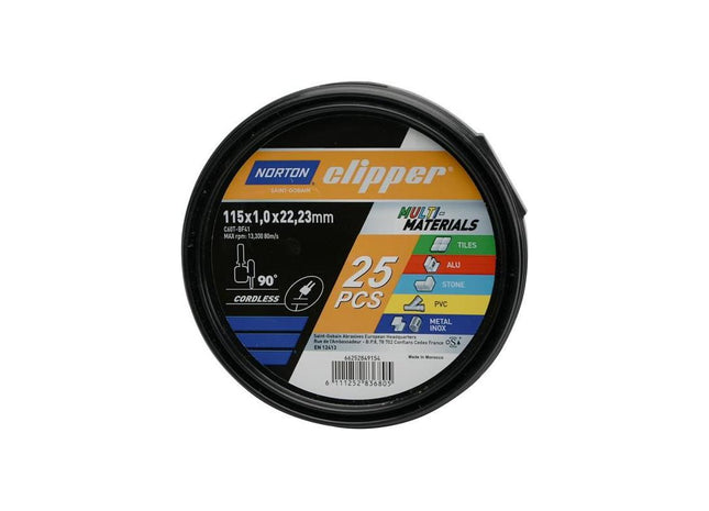 Norton Clipper Clipper® Multi-Material Cutting Discs 115 x 22.23mm (Tub of 25) Norton Clipper - RockBottom Nothampton