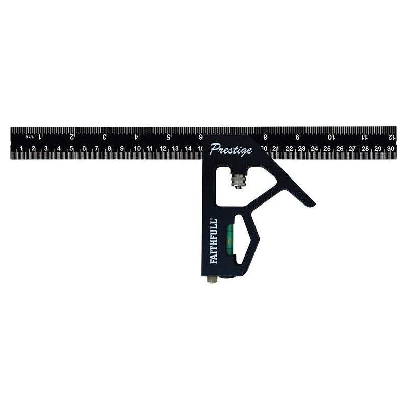 Faithfull Prestige Combination Square Black Aluminium 300mm (12in) Faithfull - RockBottom Northampton