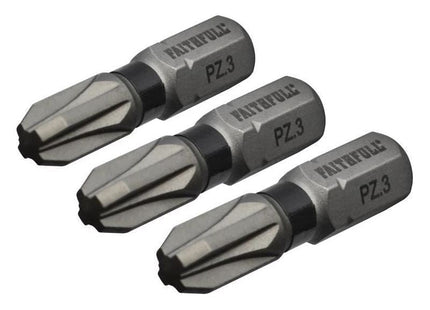 Faithfull Pozi Impact Screwdriver Bits PZ3 x 25mm (Pack 3) Faithfull - RockBottom Northampton
