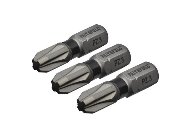 Faithfull Pozi Impact Screwdriver Bits PZ3 x 25mm (Pack 3) Faithfull - RockBottom Northampton