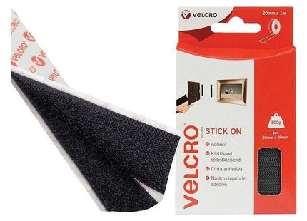Velcro® Brand VELCRO® Brand Stick On Tape 20mm x 1m Black VELCRO® Brand - RockBottom Northampton