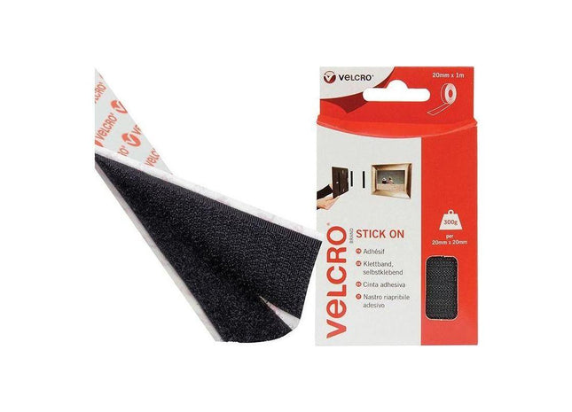Velcro® Brand VELCRO® Brand Stick On Tape 20mm x 1m Black VELCRO® Brand - RockBottom Northampton