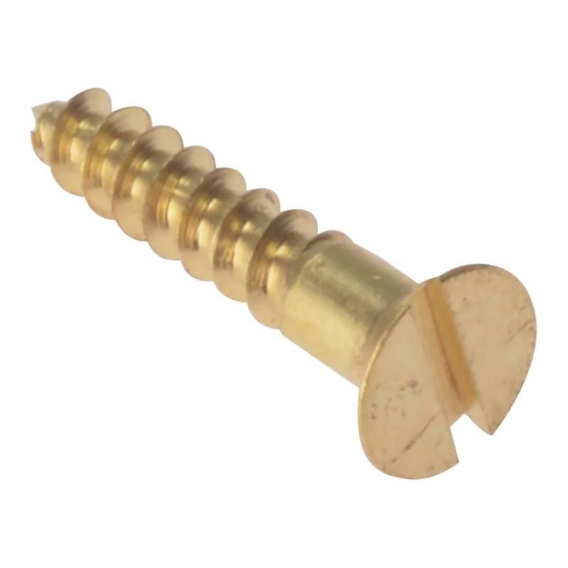 Forgefix Wood Screw Slotted CSK Solid Brass 1in x 4 Box 200 ForgeFix - RockBottom Northampton