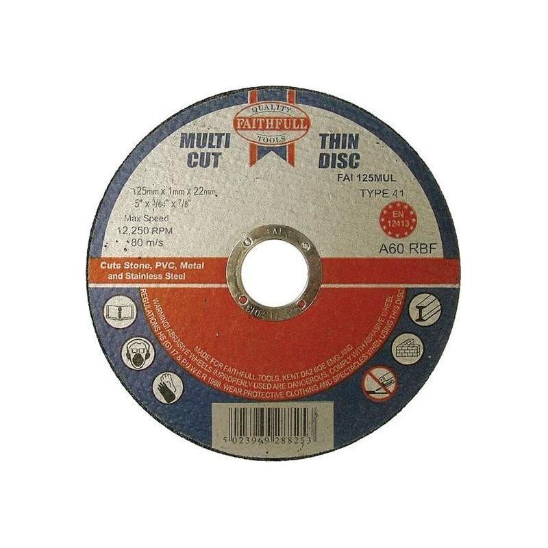 Faithfull Multi-Purpose Cutting Disc 125 x 1.0 x 22.23mm (Pack 10) Faithfull - RockBottom Northampton
