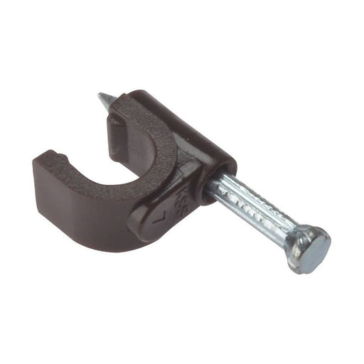 Forgefix Cable Clip Round Coax Brown 6-7mm Box 100 ForgeFix - RockBottom Northampton