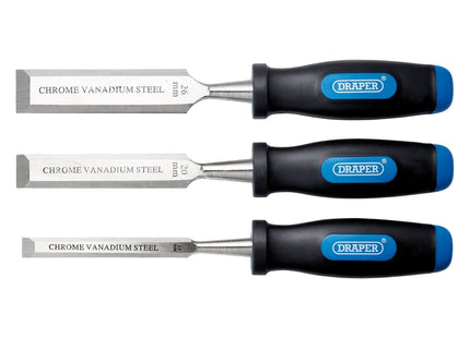 Draper Soft Grip Bevel Edge Wood Chisel Set (3 Piece) Draper - Town Tools