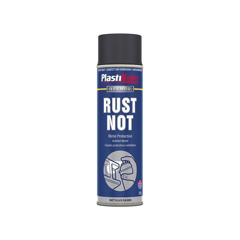 Plastikote Rust Not Spray Matt Black 500ml PlastiKote - RockBottom Nothampton