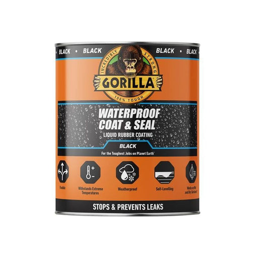 Gorilla Glue Waterproof Coat & Seal Liquid Rubber Coating Black 473ml Gorilla Glue - RockBottom Northampton