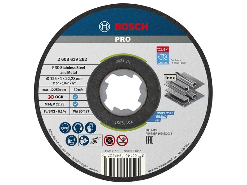 Bosch Powertool Accessories PRO Stainless Steel and Metal Bonded Cutting Disc 125 x 1.0 x 22.23mm Pack of 10 Bosch Powertool Accessories - RockBottom Northampton