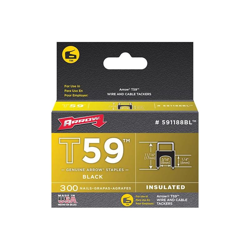 Arrow T59 Insulated Staples Black 6 x 8mm (Box 300) Arrow - RockBottom Northampton 