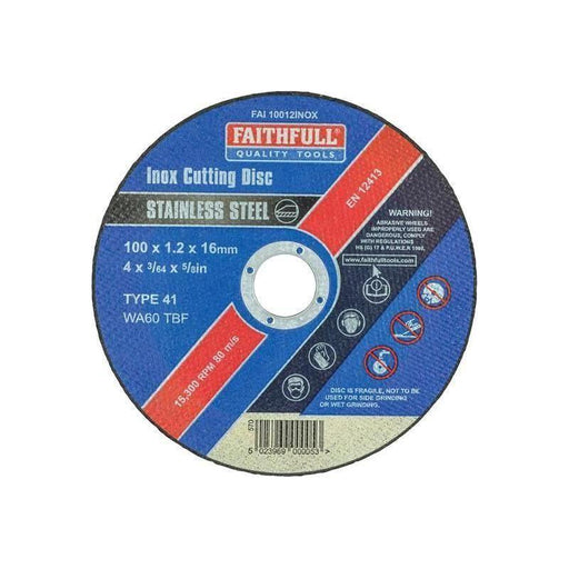 Faithfull Inox Cutting Disc 100 x 1.2 x 16mm Faithfull - RockBottom Northampton