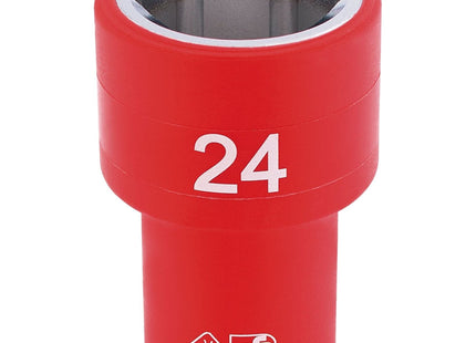Draper Fully Insulated VDE Socket, 1/2" Sq. Dr., 24mm 31954 Draper - Town Tools 