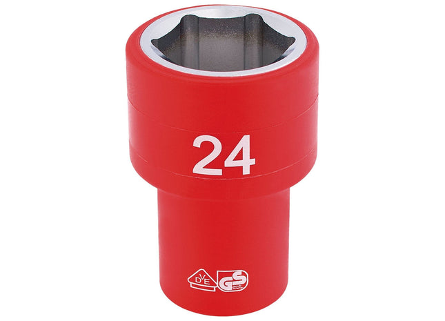 Draper Fully Insulated VDE Socket, 1/2" Sq. Dr., 24mm 31954 Draper - Town Tools 