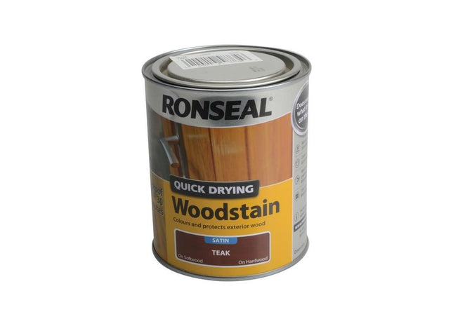 Ronseal Quick Drying Woodstain Satin Teak 750ml Ronseal - RockBottom Nothampton