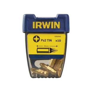 Irwin® Screwdriver Bits Pozidriv PZ2 25mm Titanium (Pack 10) IRWIN® - RockBottom Northampton